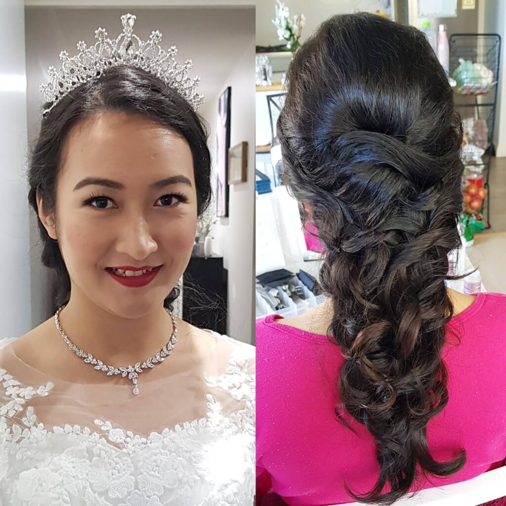 fishtail braid and tiara bride